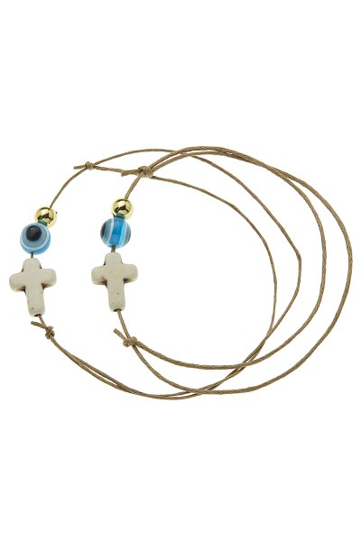 Μαρτυρικό Βραχιόλι με Λευκό Σταυρό και Μάτι 