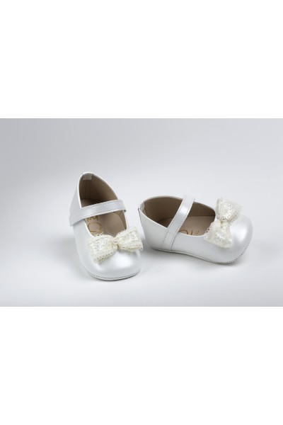 Χειροποίητο Βαπτιστικό Παπουτσάκι Αγκαλιάς Everkid, για κορίτσι K2203E