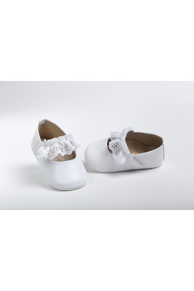 Χειροποίητο Βαπτιστικό Παπουτσάκι Αγκαλιάς Everkid, για κορίτσι K2207E