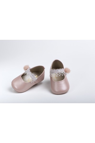 Χειροποίητο Βαπτιστικό Παπουτσάκι Αγκαλιάς Everkid, για κορίτσι K2208P