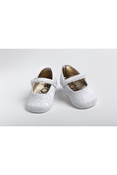 Χειροποίητο Βαπτιστικό Παπουτσάκι Αγκαλιάς Everkid, για κορίτσι K2209A