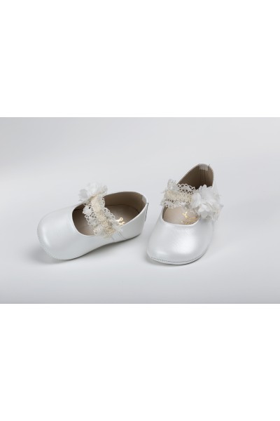 Χειροποίητο Βαπτιστικό Παπουτσάκι Αγκαλιάς Everkid, για κορίτσι K2211E