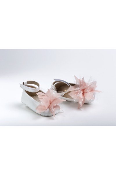 Χειροποίητο Βαπτιστικό Παπουτσάκι Αγκαλιάς Everkid, για κορίτσι K2212E