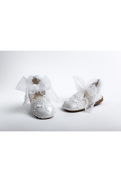 Χειροποίητο Βαπτιστικό Παπουτσάκι Περπατήματος Everkid, για κορίτσι K2255E