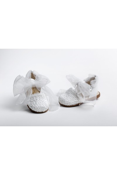 Χειροποίητο Βαπτιστικό Παπουτσάκι Περπατήματος Everkid, για κορίτσι K2257E