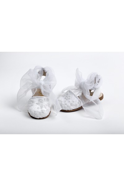 Χειροποίητο Βαπτιστικό Παπουτσάκι Περπατήματος Everkid, για κορίτσι K2258A