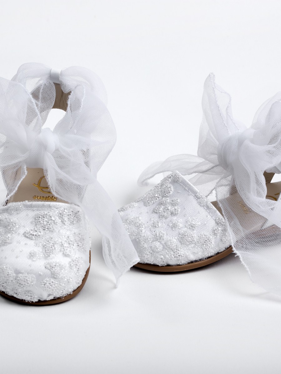 Χειροποίητο Βαπτιστικό Παπουτσάκι Περπατήματος Everkid, για κορίτσι K2258A