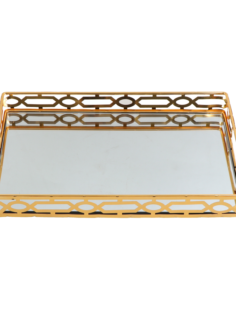 Διακοσμητικός Δίσκος Μεταλλικός Με Καθρέπτη 45x30x6cm